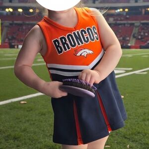 NFL Broncos Toddler Girl Cheerleader Dress - Orange and Navy 12 Months